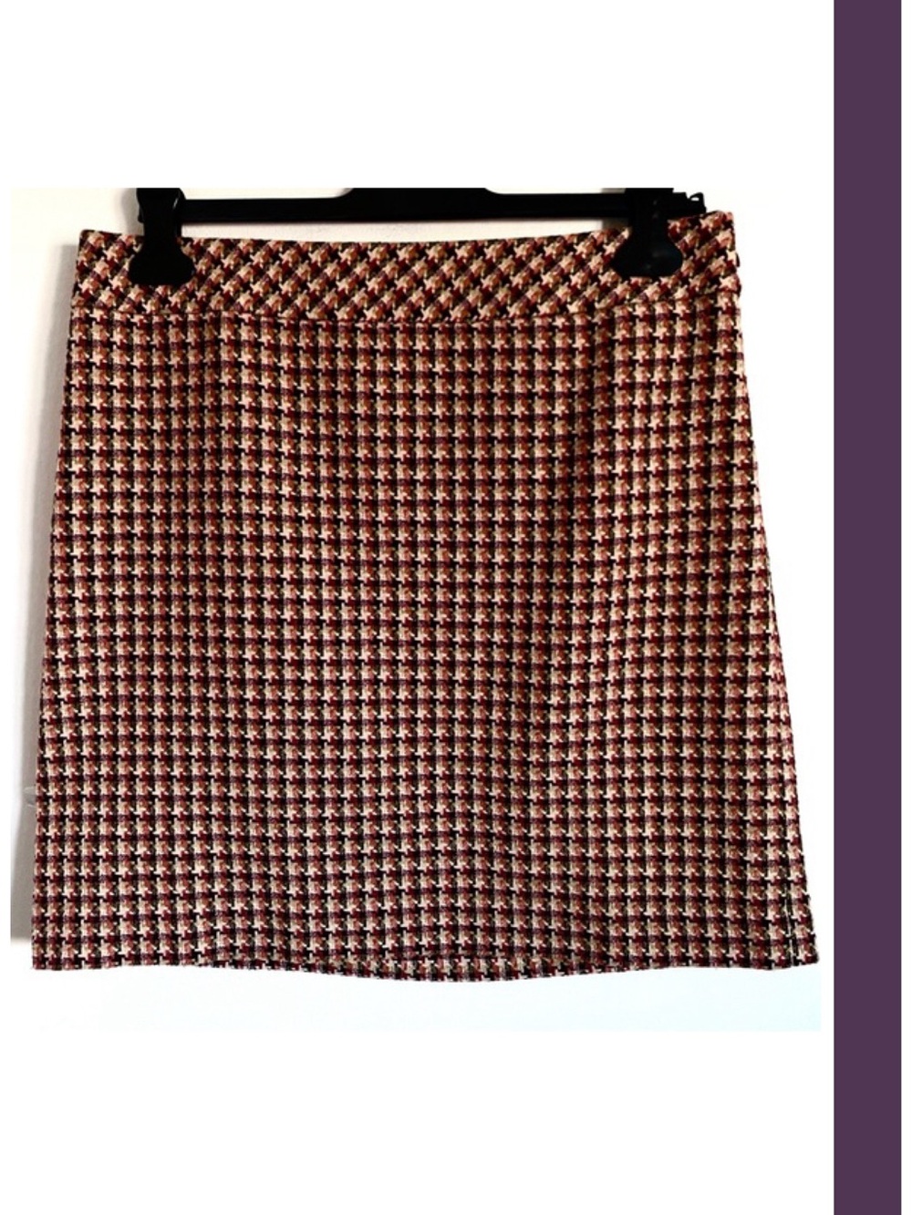 Loft Houndstooth Tweed Wool Blend Mini Skirt In Purple Combo Size 10 EUC